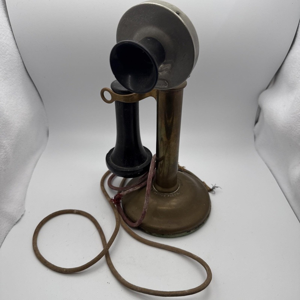Antique Brass Candle Stick Telephone Automatic Electric Western Electric Company
